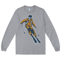 Heather Grey born to ski Long Sleeve Tee - artisFamous