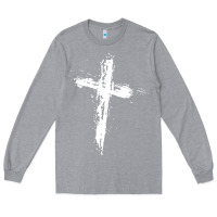 Heather Grey cross Long Sleeve Tee - artisFamous