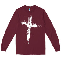 Burgundy cross Long Sleeve Tee - artisFamous