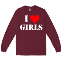 Burgundy i love girls Long Sleeve Tee - artisFamous