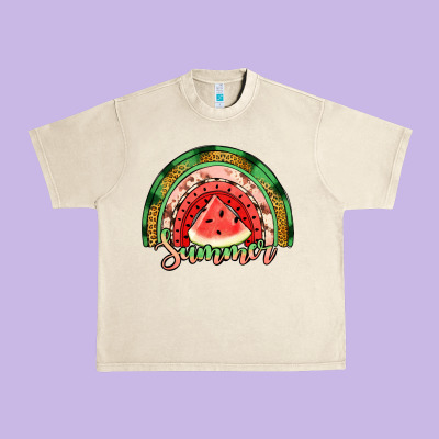 Watermelon Summer Rainbow Urban Heavy Tee Designed By Jasminsmagicworld