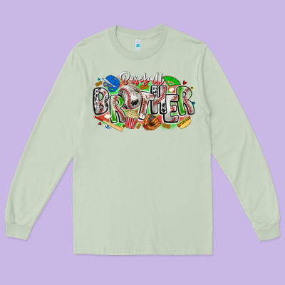 Baseball Brother Long Sleeve Tee Designed By Cowhidedigitalart