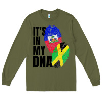 Army Green jamaican and haitian mix flag dna heritage Long Sleeve Tee - artisFamous