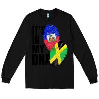 Black jamaican and haitian mix flag dna heritage Long Sleeve Tee - artisFamous