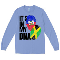 Jamaican And Haitian Mix Flag Dna Heritage Long Sleeve Tee | Teevron