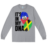 Heather Grey jamaican and haitian mix flag dna heritage Long Sleeve Tee - artisFamous