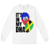 White jamaican and haitian mix flag dna heritage Long Sleeve Tee - artisFamous