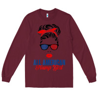Burgundy all american trump girl Long Sleeve Tee - artisFamous