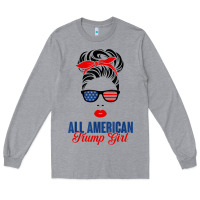 Heather Grey all american trump girl Long Sleeve Tee - artisFamous