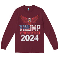 Burgundy trump 2024 take america back Long Sleeve Tee - artisFamous