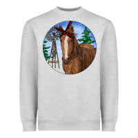 Heather Grey Horse Christmas Heavyweight Sweatshirt - RanaPortraitStore