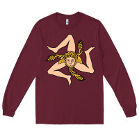 Burgundy sicilian triskelion Long Sleeve Tee - artisFamous