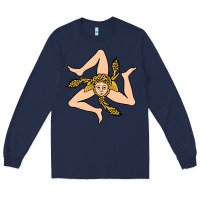 Navy sicilian triskelion Long Sleeve Tee - artisFamous