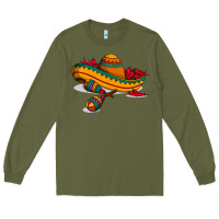 Army Green maracas sombrero mexican Long Sleeve Tee - artisFamous