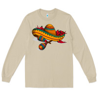 Mushroom maracas sombrero mexican Long Sleeve Tee - artisFamous