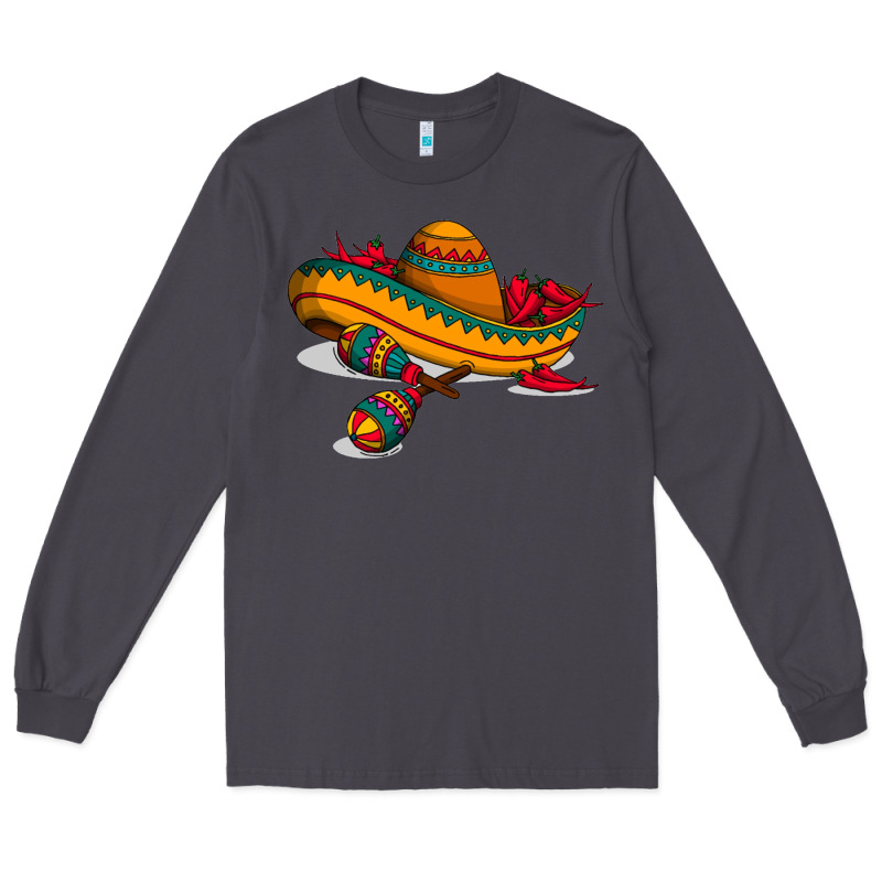 Maracas Sombrero Mexican Long Sleeve Tee by artisFamous | Teevron