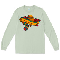 Matcha maracas sombrero mexican Long Sleeve Tee - artisFamous