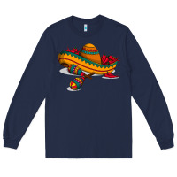 Navy maracas sombrero mexican Long Sleeve Tee - artisFamous