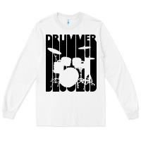 White vintage retro drummer Long Sleeve Tee - artisFamous