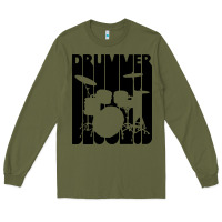 Army Green vintage retro drummer Long Sleeve Tee - artisFamous