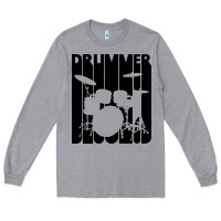 Heather Grey vintage retro drummer Long Sleeve Tee - artisFamous