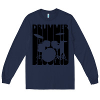 Navy vintage retro drummer Long Sleeve Tee - artisFamous