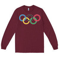 Burgundy Olympic Rings Long Sleeve Tee - artisFamous