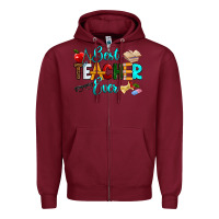 Burgundy best teacher ever Zipper Hoodie - RanaPortraitStore