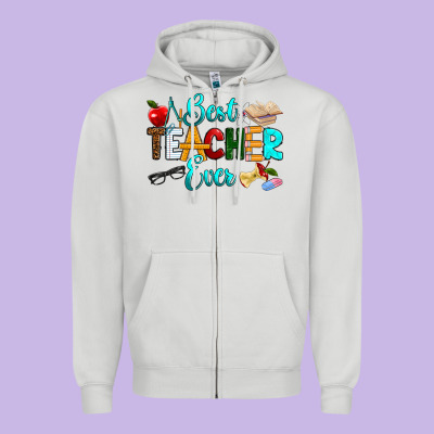 Best Teacher Ever Zipper Hoodie Designed By Ranaportraitstore