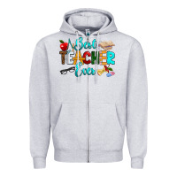 Heather Grey best teacher ever Zipper Hoodie - RanaPortraitStore