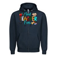 Navy best teacher ever Zipper Hoodie - RanaPortraitStore