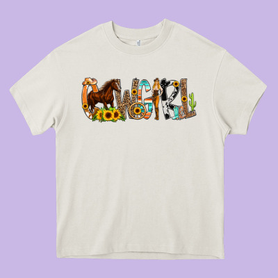 Cowgirl Horse Min Heavy Core Tee Designed By Cowcowdesign