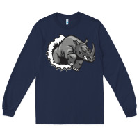 Navy Rhino Long Sleeve Tee - artisFamous