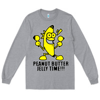 Heather Grey peanut butter jelly time banana Long Sleeve Tee - artisFamous
