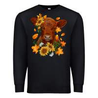 Black fall red angus calf dried leaves and sunflowers Premium Sweatshirt - RanaPortraitStore