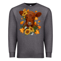 Fall Red Angus Calf Dried Leaves And Sunflowers Premium Sweatshirt | Teevron