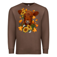 Chestnut fall red angus calf dried leaves and sunflowers Premium Sweatshirt - RanaPortraitStore