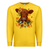 Lemon fall red angus calf dried leaves and sunflowers Premium Sweatshirt - RanaPortraitStore