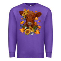 Purple fall red angus calf dried leaves and sunflowers Premium Sweatshirt - RanaPortraitStore