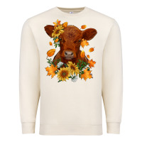 Sandshell fall red angus calf dried leaves and sunflowers Premium Sweatshirt - RanaPortraitStore