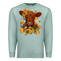Seafoam fall red angus calf dried leaves and sunflowers Premium Sweatshirt - RanaPortraitStore