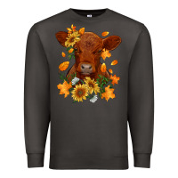 Smoke fall red angus calf dried leaves and sunflowers Premium Sweatshirt - RanaPortraitStore