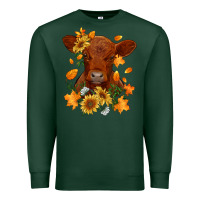 Sports Green fall red angus calf dried leaves and sunflowers Premium Sweatshirt - RanaPortraitStore