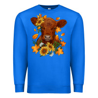 True Royal fall red angus calf dried leaves and sunflowers Premium Sweatshirt - RanaPortraitStore