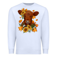 White fall red angus calf dried leaves and sunflowers Premium Sweatshirt - RanaPortraitStore