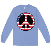 Colony Blue United states peace symbol Long Sleeve Tee - artisFamous