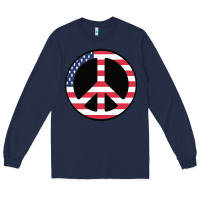 Navy United states peace symbol Long Sleeve Tee - artisFamous