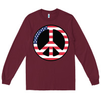 Burgundy United states peace symbol Long Sleeve Tee - artisFamous