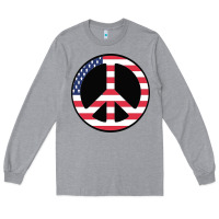 Heather Grey United states peace symbol Long Sleeve Tee - artisFamous