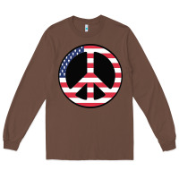 Chestnut United states peace symbol Long Sleeve Tee - artisFamous